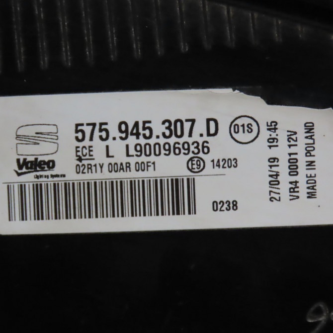 Feu arrière interieur gauche occasion SEAT ATECA Phase 1 06-2016->... 575945307D 4