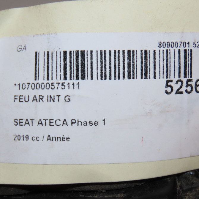 Feu arrière interieur gauche occasion SEAT ATECA Phase 1 06-2016->... 575945307D 6