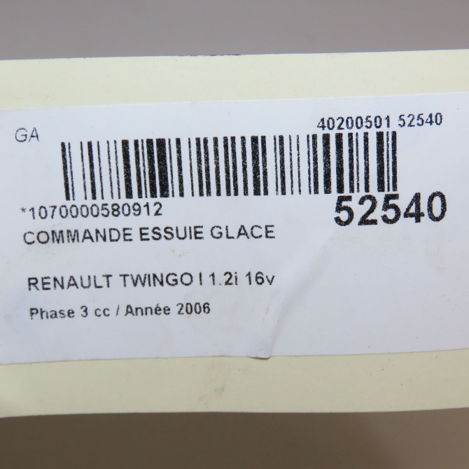 Commande essuie glace occasion RENAULT TWINGO I Phase 3 08-2000->06-2007 1.2i 16v 7701054306 4