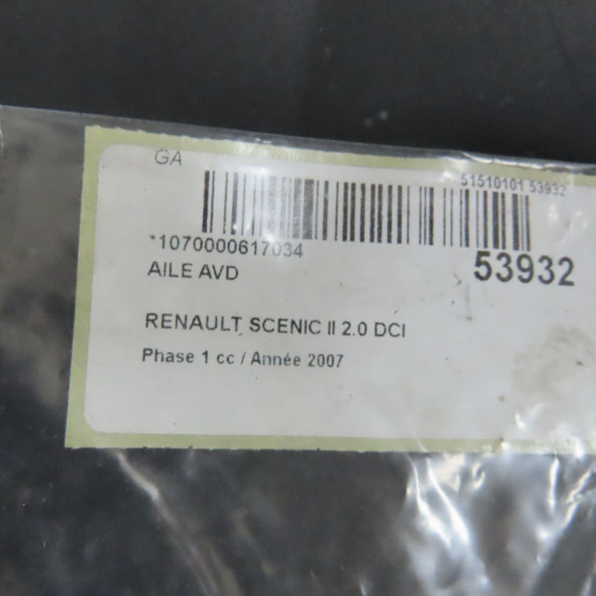 Aile avant droite occasion RENAULT SCENIC II Phase 1 03-2004->09-2006 2.0 DCI 150ch 8200020569 6