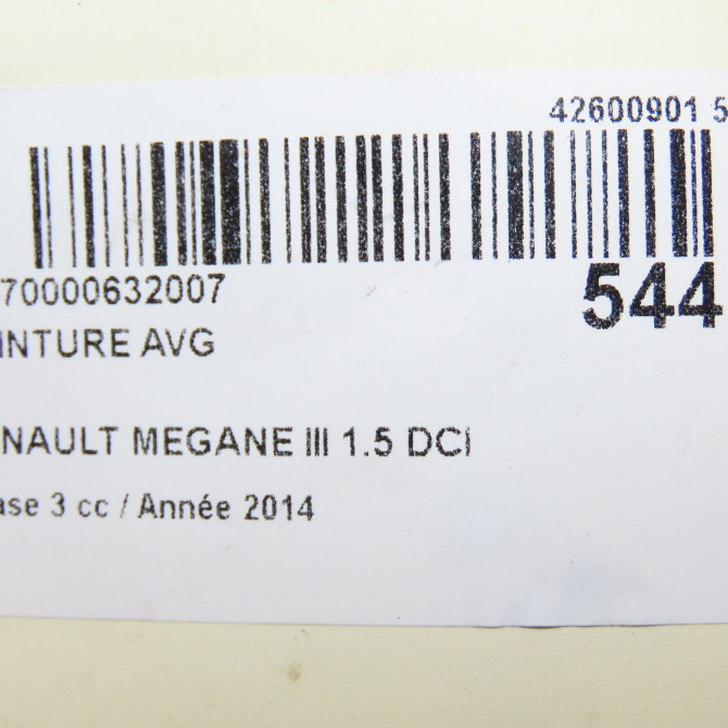 Ceinture avant gauche occasion RENAULT MEGANE III Phase 3 10-2013->... 1.5 DCI 95ch 868856411R 7