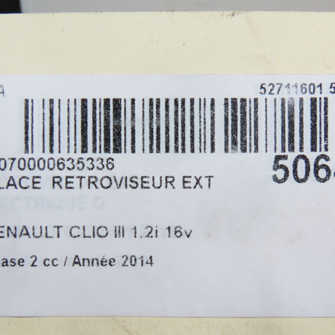 Glace  retroviseur exterieur droit occasion RENAULT CLIO III Phase 2 03-2009->12-2014 1.2i 16v 75ch 3
