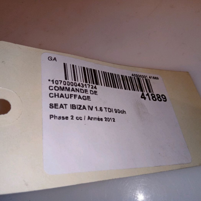 Commande de chauffage occasion SEAT IBIZA IV IBIZA IV Phase 2 2012-02-01->2016-03-31 1.6 TDI 90ch 6J0820045ANEE 4