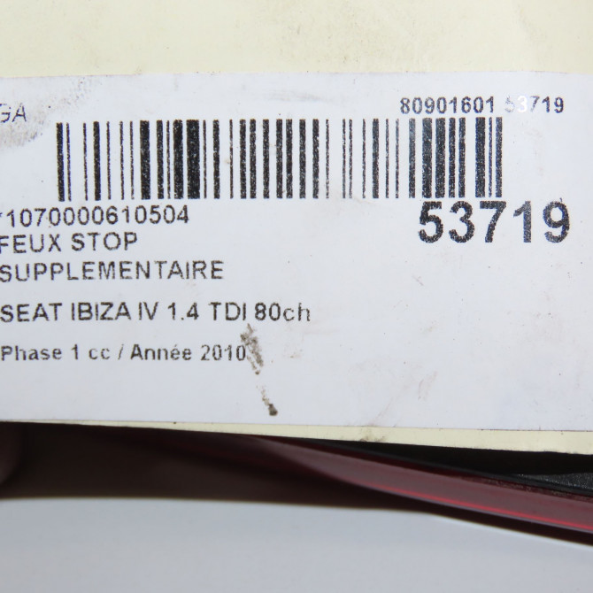 Feux stop supplementaire occasion SEAT IBIZA IV Phase 1 05-2008->01-2012 1.4 TDI 80ch 6J3945097D 4