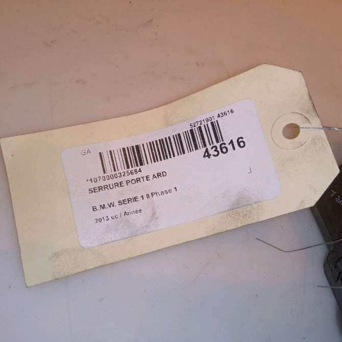Serrure porte ard occasion B.M.W. SERIE 1 II Phase 1 08-2011->06-2015 51227229460 4