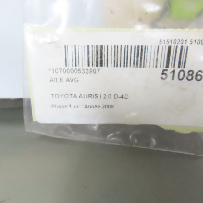Aile avant gauche occasion TOYOTA AURIS I Phase 1 03-2007->03-2010 2.0 D-4D 5380202100 6