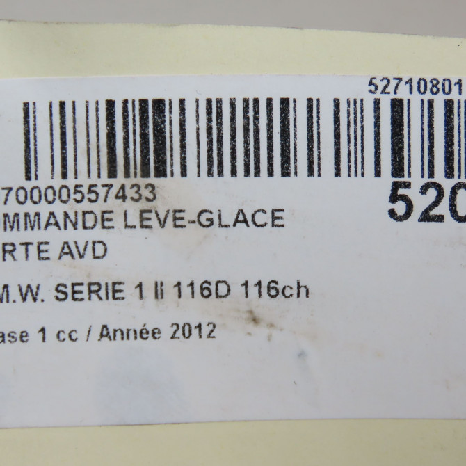 Commande lève-glace porte avant droite occasion B.M.W. SERIE 1 II Phase 1 08-2011->06-2015 116D 116ch 61319208107 5