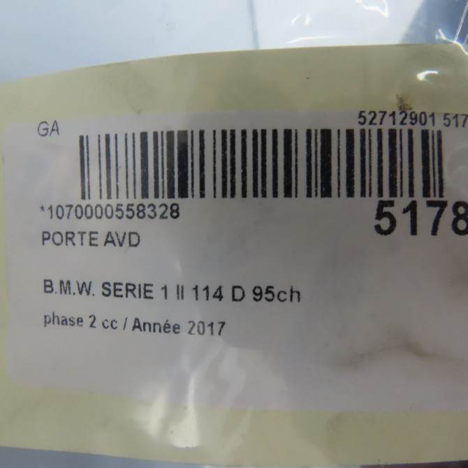 Porte avant droite occasion B.M.W. SERIE 1 II phase 2 03-2015->... 114 D 95ch 41009628760 4