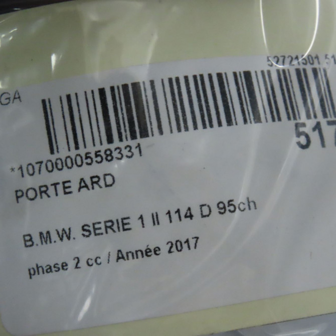 Porte arrière droite occasion B.M.W. SERIE 1 II phase 2 03-2015->... 114 D 95ch 41525A2A398 4