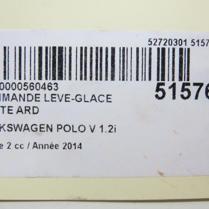 Commande leve-glace porte arrière droite occasion VOLKSWAGEN POLO V Phase 2 02-2014->... 1.2i 90ch 6C0959855WHS 4