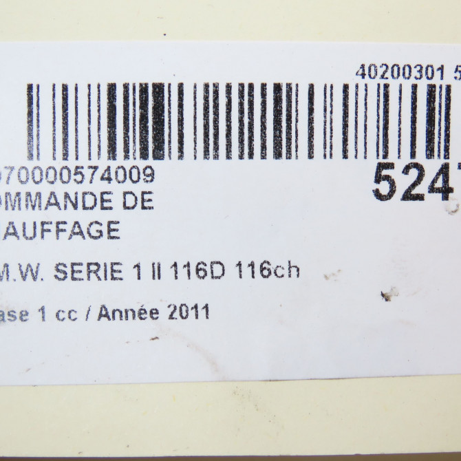 Commande de chauffage occasion B.M.W. SERIE 1 II Phase 1 08-2011->06-2015 116D 116ch 64119384042 5