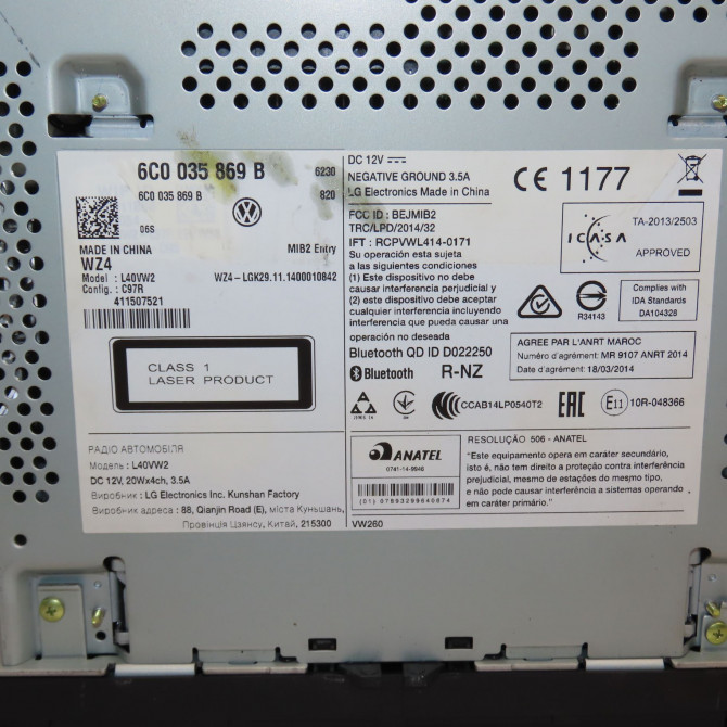 Autoradio occasion VOLKSWAGEN POLO V Phase 2 02-2014->... 1.2i 90ch 6C0035869B 2