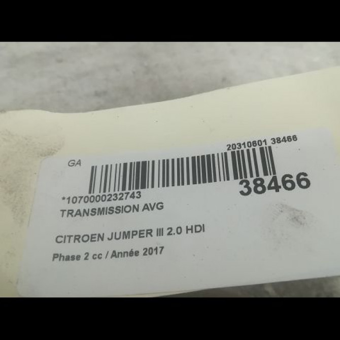 Transmission avant gauche occasion CITROEN JUMPER III Phase 2 06-2014->... 2.0 HDI 130ch 1614305480 4