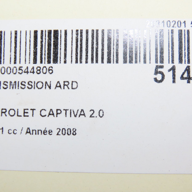 Transmission arrière droite occasion CHEVROLET CAPTIVA Phase 1 04-1995->04-1999 2.0 VCDI 127ch 96624822 7