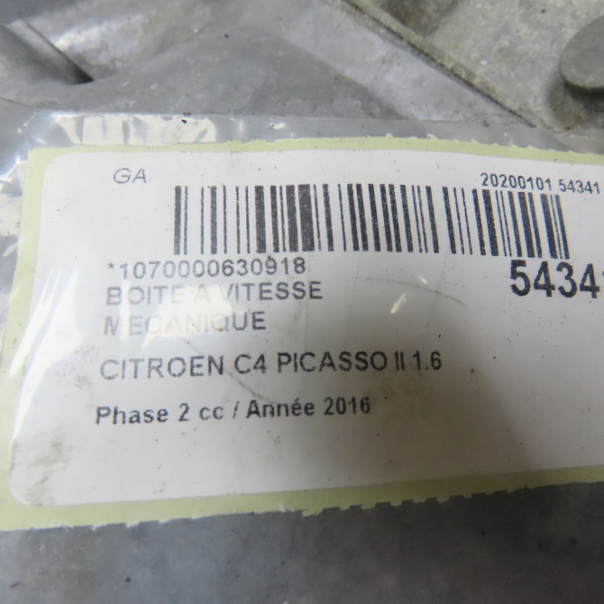 Boîte à vitesse mecanique occasion CITROEN C4 PICASSO II Phase 2 09-2016->... 1.6 BLUEHDI 120ch 9802485680 7