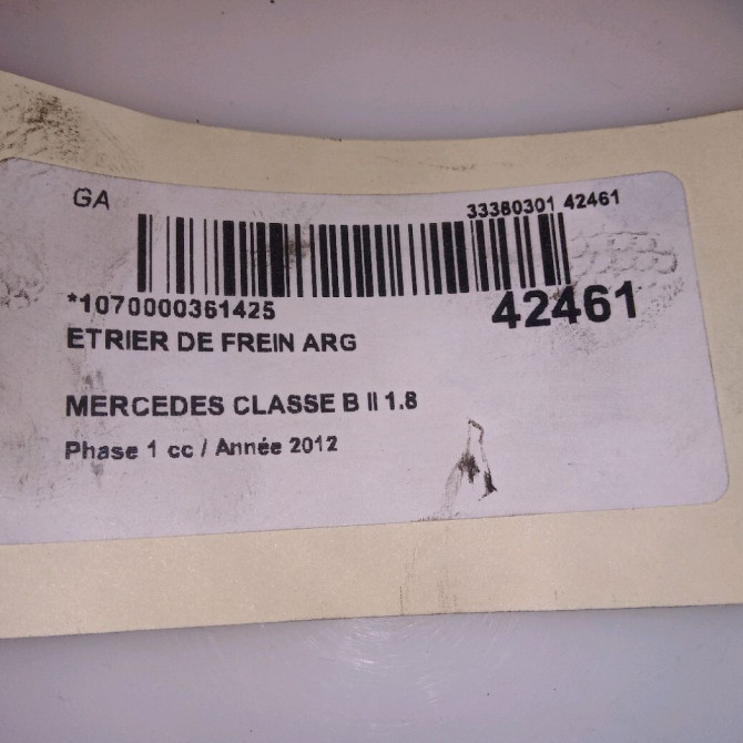 Etrier de frein arrière gauche occasion MERCEDES CLASSE B II Phase 1 04-1995->04-1999 1.8 CDI 136ch 4232381 5