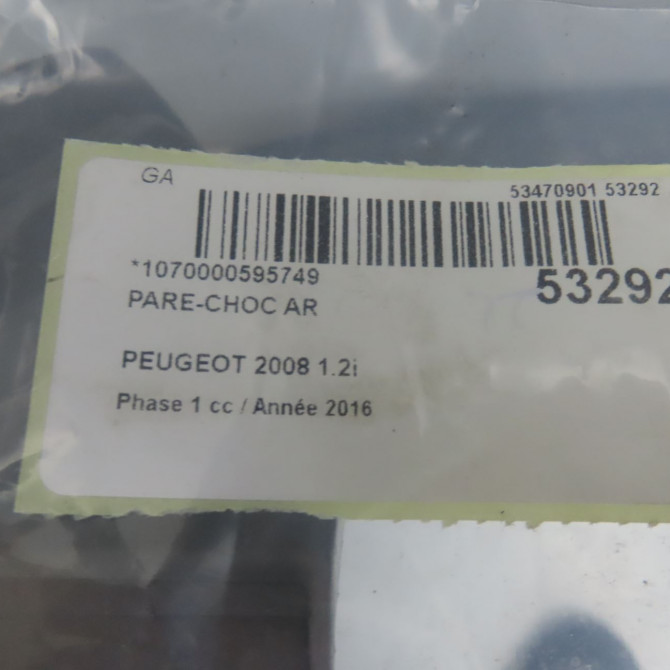 Pare-choc arrière occasion PEUGEOT 2008 Phase 1 01-2013->... 1.2i PURETECH 110ch 1617595480 8