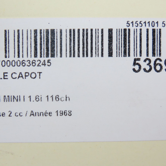 Sigle capot occasion MINI MINI I Phase 2 07-2004->09-2006 1.6i 116ch 5