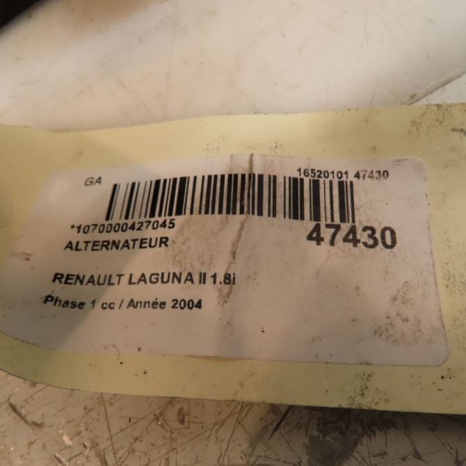 Alternateur occasion RENAULT LAGUNA II Phase 1 11-2000->03-2005 1.8i 117ch 8200690194 5