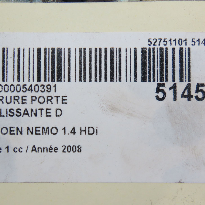 Serrure porte coulissante d occasion CITROEN NEMO Phase 1 09-2008->... 1.4 HDi 1673802080 6