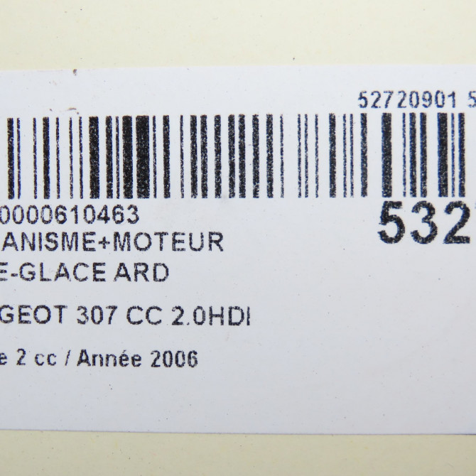 Mecanisme+moteur leve-glace ard occasion PEUGEOT 307 CC Phase 2 06-2005->06-2008 2.0HDI 136ch 922497 7