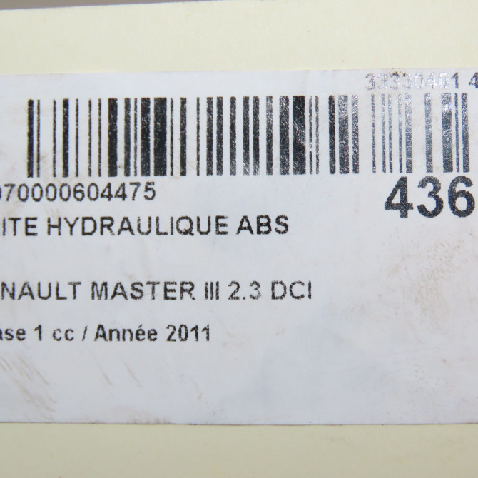 Unité hydraulique ABS occasion RENAULT MASTER III Phase 1 04-2010->... 2.3 DCI 125ch 476608029R 6