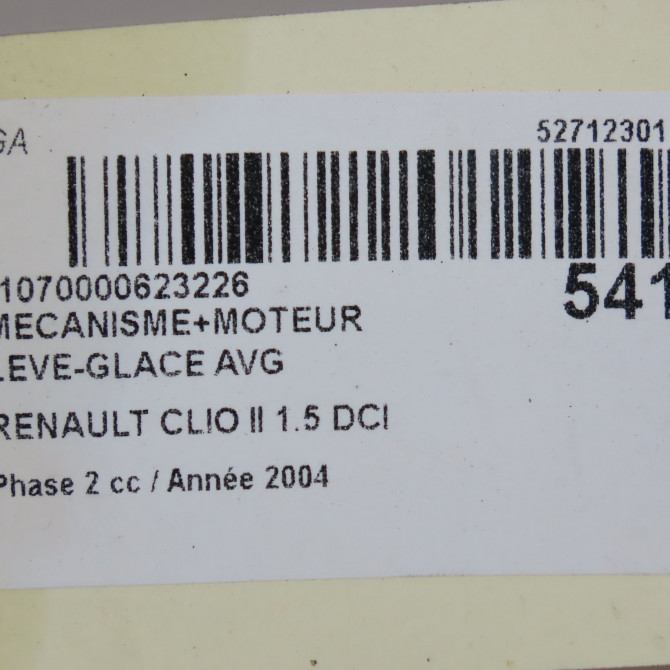 Mecanisme+moteur leve-glace avg occasion RENAULT CLIO II Phase 2 06-2001->07-2006 1.5 DCI 80ch 7701207255 7