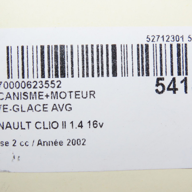 Mecanisme+moteur leve-glace avg occasion RENAULT CLIO II Phase 2 06-2001->07-2006 1.4 16v 7701207255 7