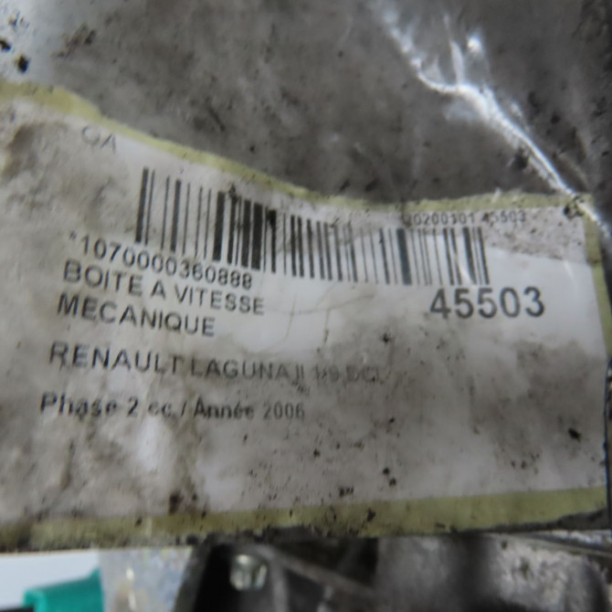 Boîte à vitesse mecanique occasion RENAULT LAGUNA II Phase 2 03-2005->09-2007 1.9 DCI 125ch 7701478252 7