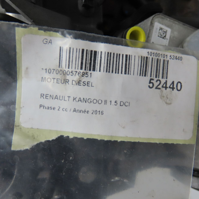 Moteur diesel occasion RENAULT KANGOO II Phase 2 01-2013->... 1.5 DCI 90ch 8201585152 8