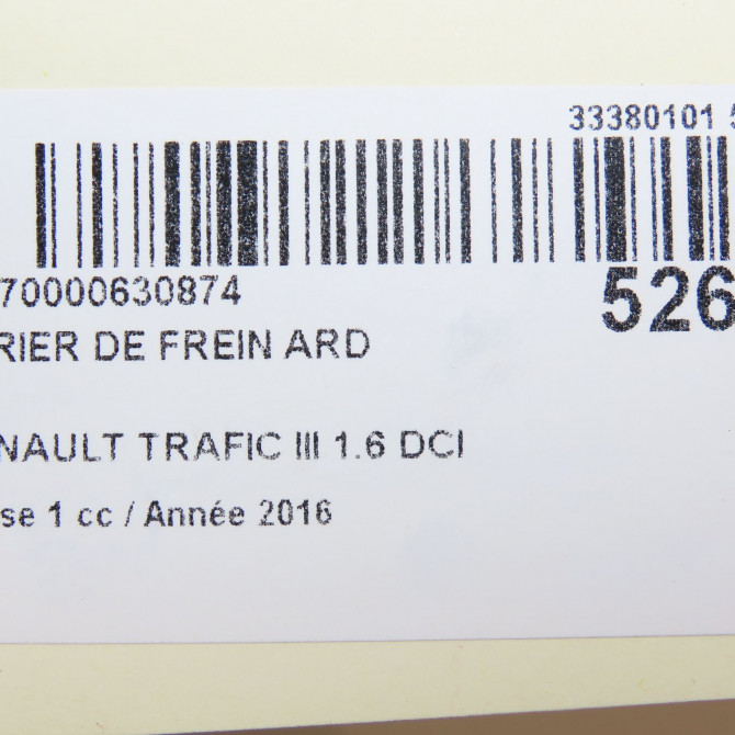 Etrier de frein arrière droit occasion RENAULT TRAFIC III Phase 1 06-2014->... 1.6 DCI 145ch 7701056165 6