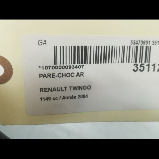 Pare-choc arrière occasion RENAULT TWINGO I Phase 3 08-2000->06-2007 1.2i 8v 60ch 7701471467 4