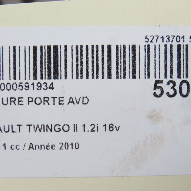 Serrure porte avd occasion RENAULT TWINGO II Phase 1 06-2007->11-2011 1.2i 16v 75ch 8200767632 7
