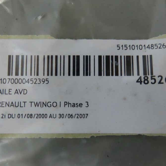 Aile avant droite occasion RENAULT TWINGO I Phase 3 08-2000->06-2007 1.2i 7782170229 6