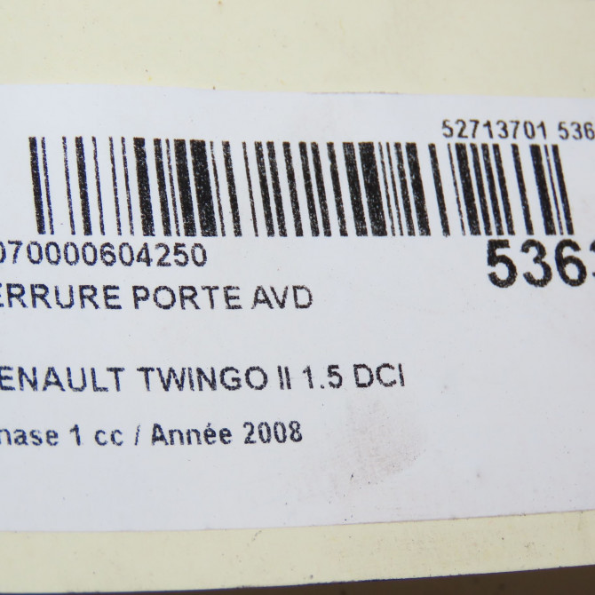 Serrure porte avd occasion RENAULT TWINGO II Phase 1 06-2007->11-2011 1.5 DCI 65ch 8200767632 6