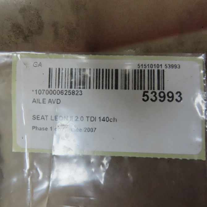 Aile avant droite occasion SEAT LEON II Phase 1 09-2005->05-2009 2.0 TDI 140ch 1P0821022A 8