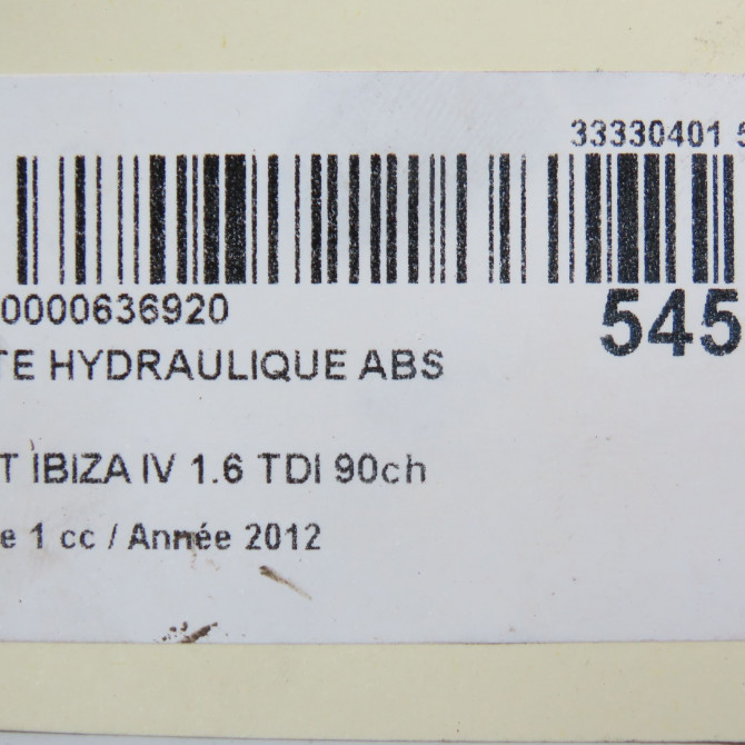 Unité hydraulique ABS occasion SEAT IBIZA IV Phase 1 05-2008->01-2012 1.6 TDI 90ch 6R0614117TBEF 6