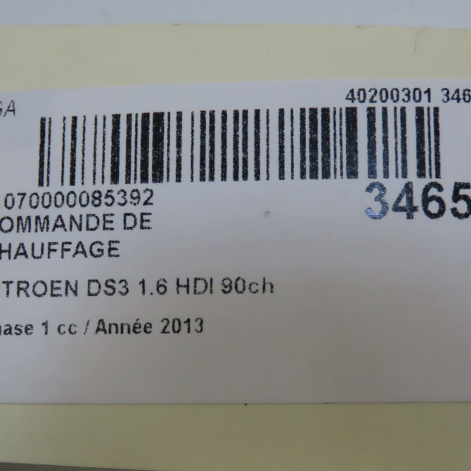 Commande de chauffage occasion CITROEN DS3 Phase 1 11-2009->03-2014 1.6 HDI 90ch 6452W7 6