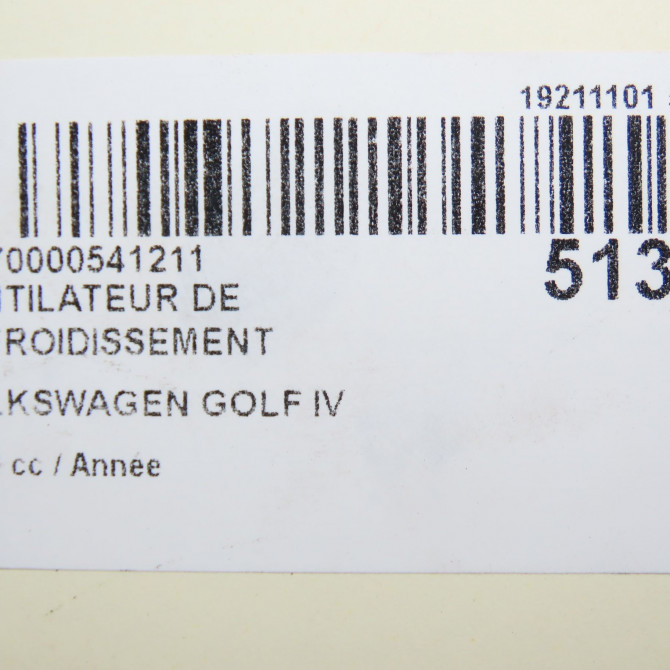 Ventilateur de refroidissement occasion VOLKSWAGEN GOLF IV GOLF IV Phase 1 1998-01-01->2005-06-30 6X0959455F 7