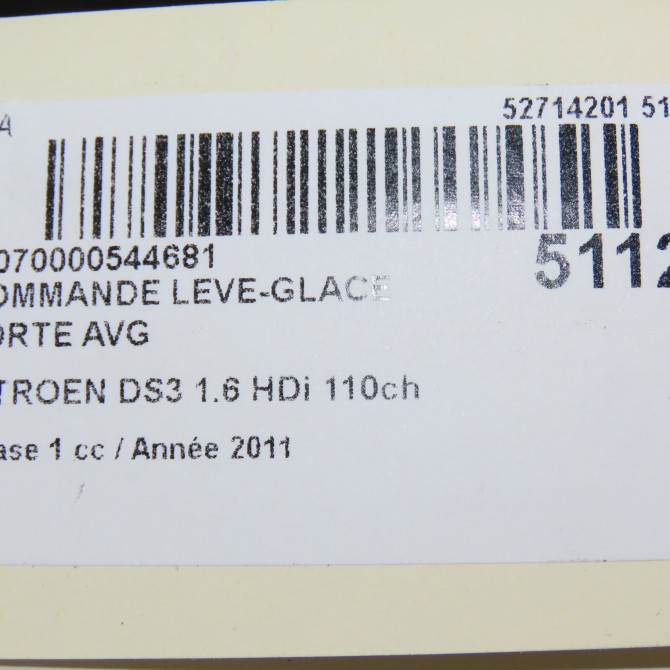 Commande lève-glace porte avant gauche occasion CITROEN DS3 Phase 1 11-2009->03-2014 1.6 HDi 110ch 98012507XT 6