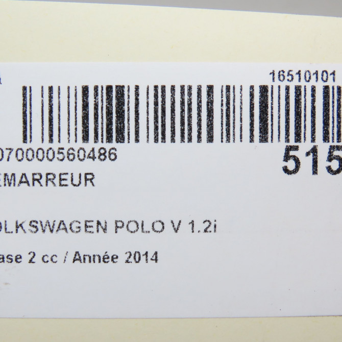 Démarreur occasion VOLKSWAGEN POLO V Phase 2 02-2014->... 1.2i 90ch 2M911024H 7