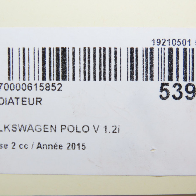 Radiateur occasion VOLKSWAGEN POLO V Phase 2 02-2014->... 1.2i 90ch 6R0121253A 5