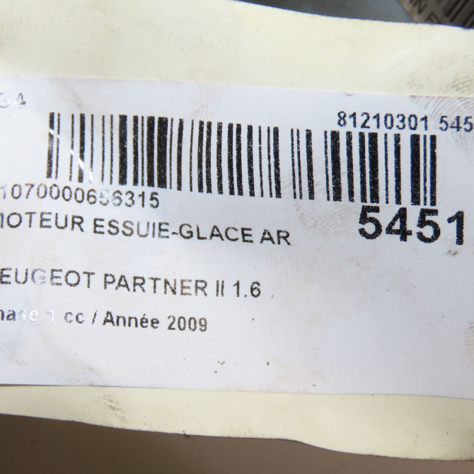 Moteur essuie-glace arrière occasion PEUGEOT PARTNER II Phase 1 05-2008->03-2012 1.6 HDI 90ch 9840123780 6