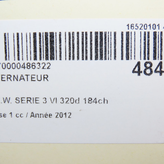 Alternateur occasion B.M.W. SERIE 3 VI Phase 1 11-2011->... 320d 184ch 12318578608 8