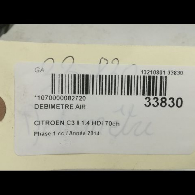 Debimetre air occasion CITROEN C3 II Phase 1 11-2009->02-2013 1.4 HDi 70ch 1920RA 4