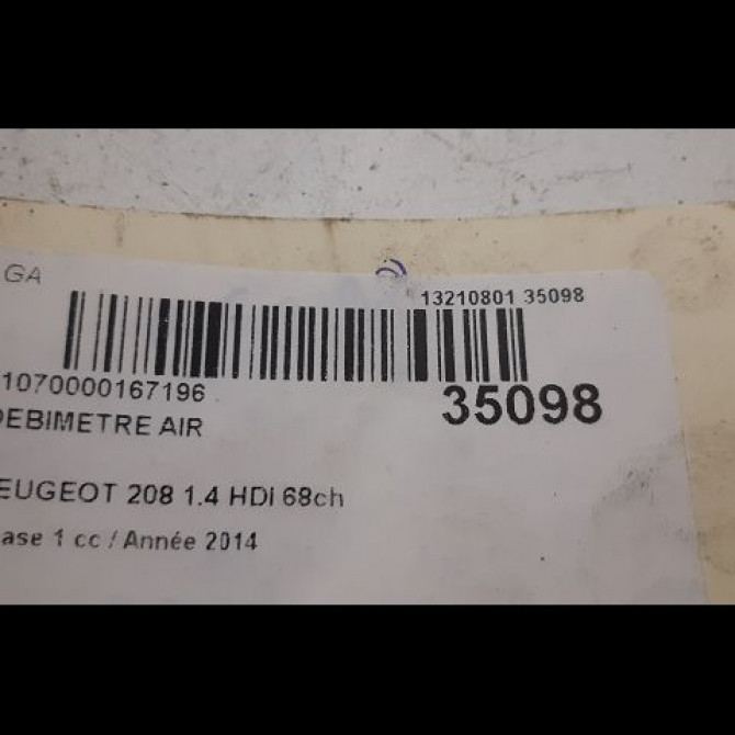 Debimetre air occasion PEUGEOT 208 208 Phase 1 2012-03-01->2015-09-30 1.4 HDI 68ch 1920RA 4