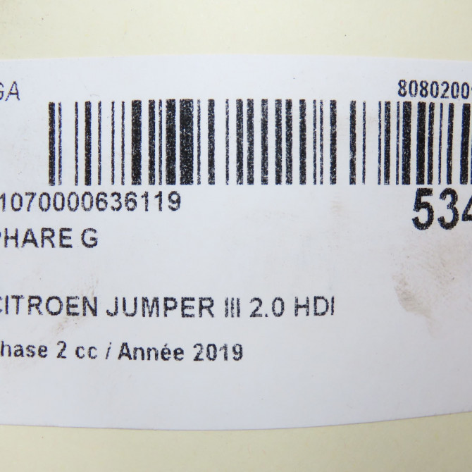 Phare gauche occasion CITROEN JUMPER III Phase 2 06-2014->... 2.0 HDI 130ch 1682748580 6