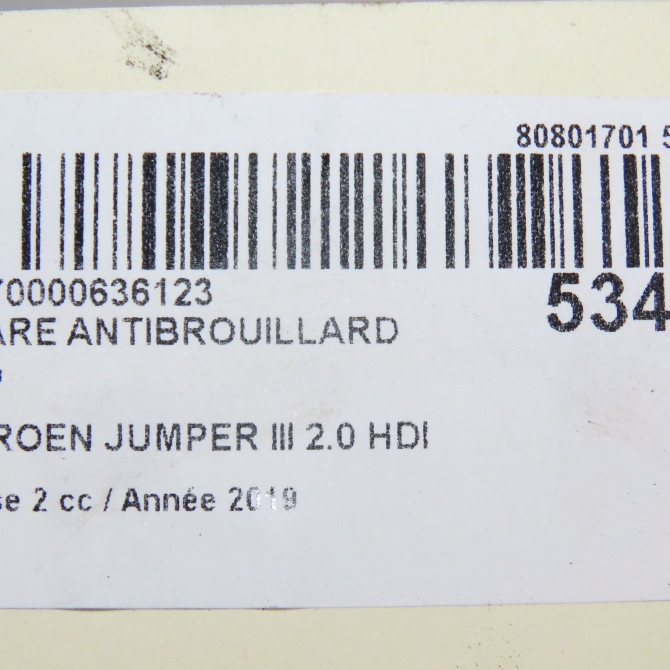 Phare antibrouillard avant droit occasion CITROEN JUMPER III Phase 2 06-2014->... 2.0 HDI 130ch 5