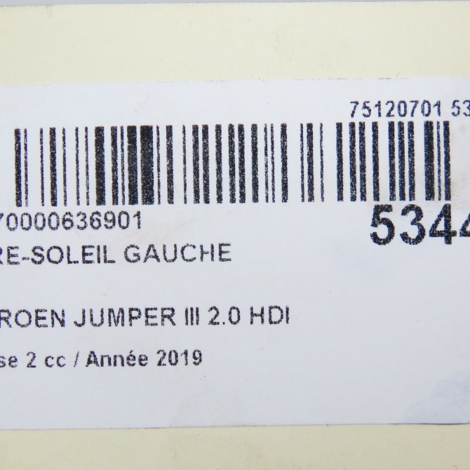 Pare-soleil gauche occasion CITROEN JUMPER III Phase 2 06-2014->... 2.0 HDI 130ch 1659587380 4