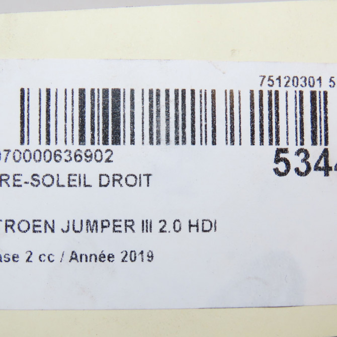 Pare-soleil droit occasion CITROEN JUMPER III Phase 2 06-2014->... 2.0 HDI 130ch 1688141780 4